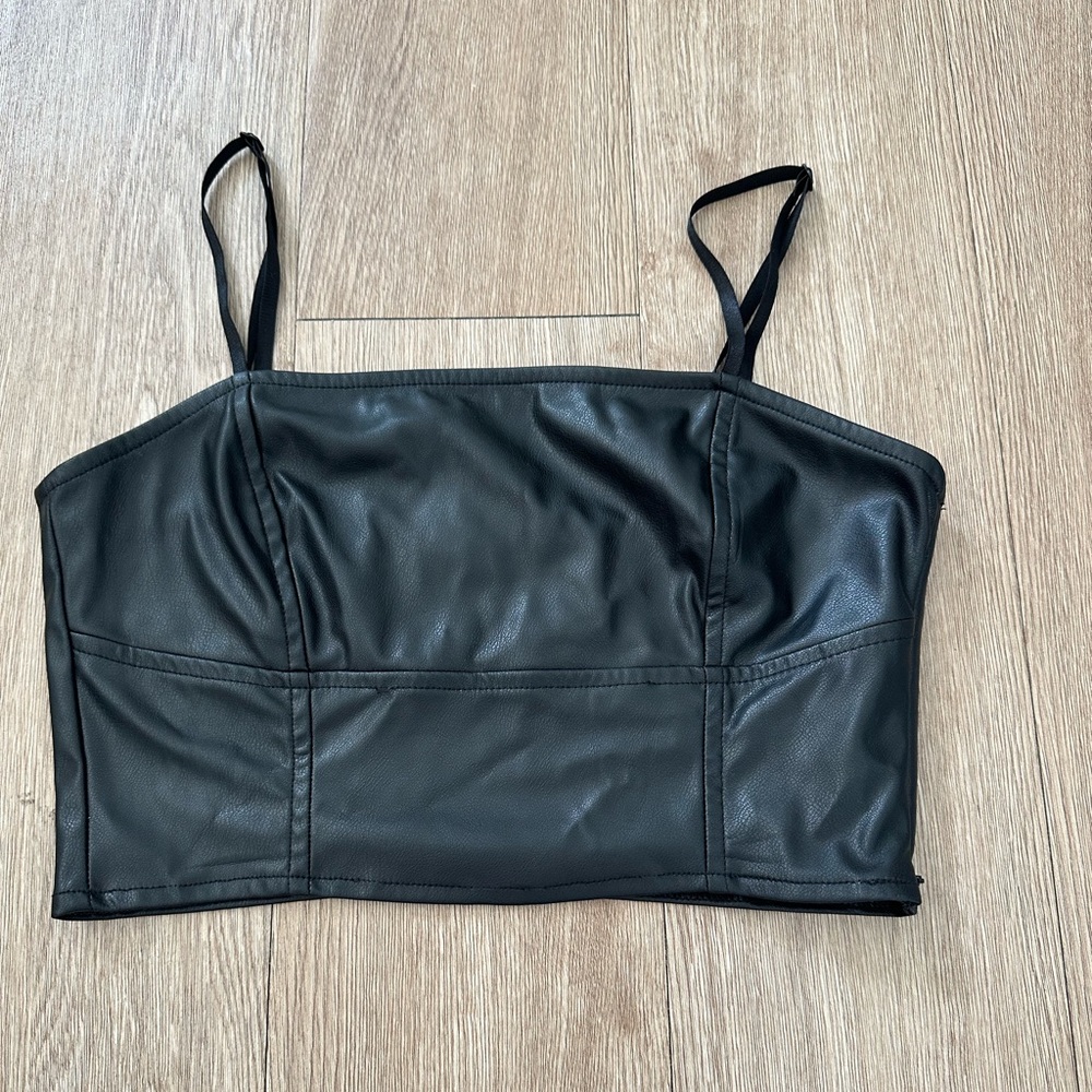 Zara Black Leather Tank Top Size M